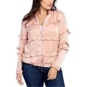 Kate & Mallory Blush Ruffled Bomber Jacket Size XL/2X